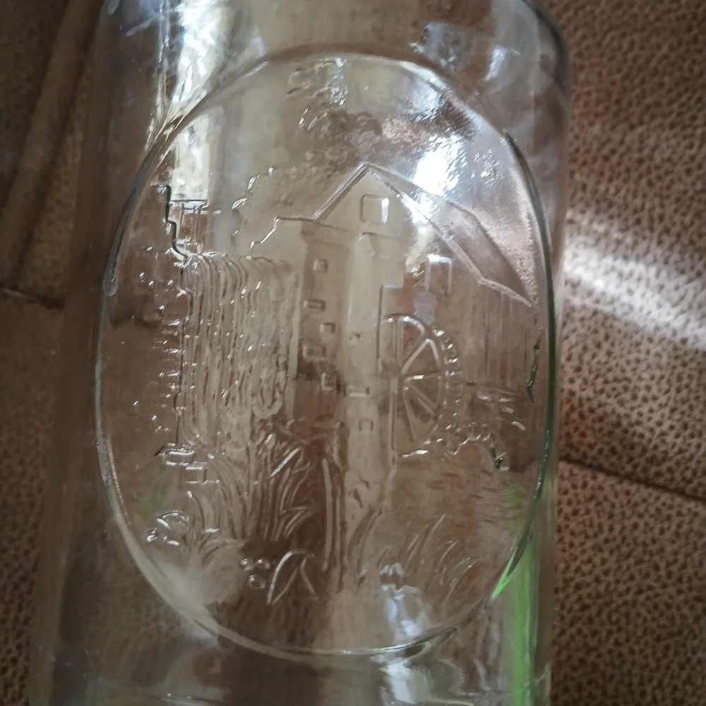 Vintage 1970s Glass Tang Jar with Orange Lid Wheel